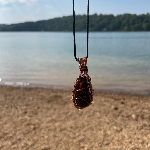 Red Tiger’s Eye Wire Wrapped Necklace - Picture 5 of 5